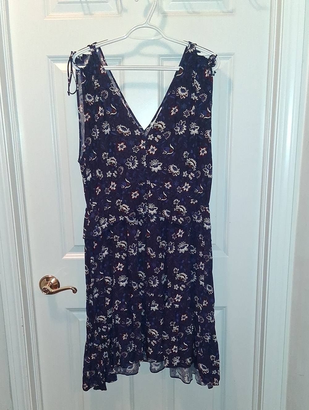 Thakoon Collective RTR Navy Multicolor Floral V-Neck Tie-Shoulder Dres Size 12